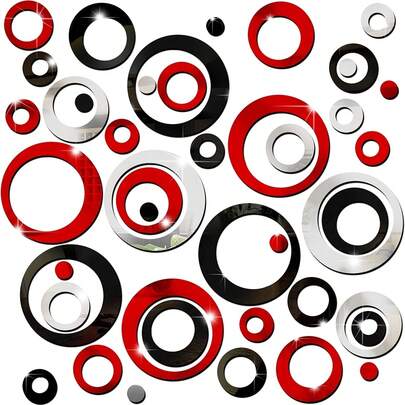 72 miếng dán tường hình tròn bằng acrylic hình gương trang trí phòng khách, phòng ngủ, văn phòng, nhà cửa.