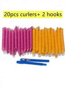 无需加热的螺旋卷发器套装，带造型钩，不伤发，隔夜即可轻松打造无热卷发，女士DIY长发和中长发卷发套装 - 彩色 - 查看 11