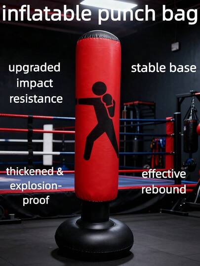 1pc Thick Inflatable Adult Fitness Punching Column, Outdoor Roly-Poly Sandbag, Indoor Air-Filled Punching Bag