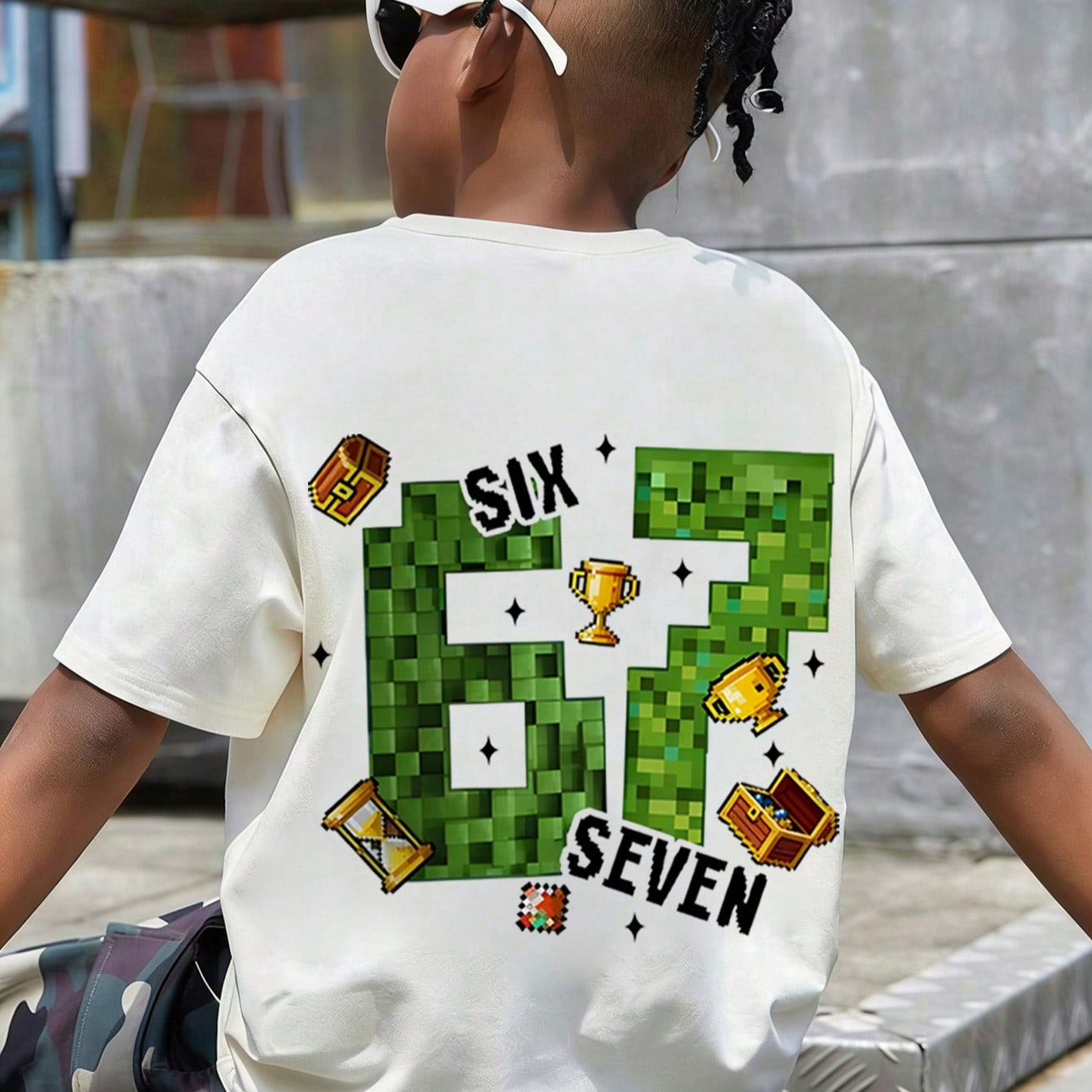 Camiseta de manga corta holgada con gráfico de eslogan 67 para adolescente, moda divertida de verano, camiseta suave y cómoda para adolescente, cami