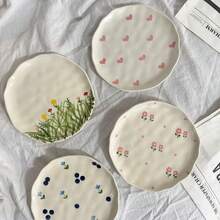 Handmade Asymmetrical Ceramic Plate, High-Quality Cake Plate, Dessert Salad Plate, Fruit Plate - Multicolor - View 1