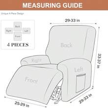 Eco-Ancheng - Funda de silla reclinable funda elástica para silla reclinable 4 piezas funda para silla reclinable Lazyboy fundas reclinables para silla reclinable con bolsillo de almacenamiento - 03 - Ver 5