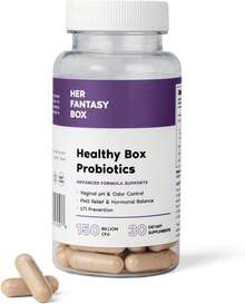 Her Fantasy Products Healthy Box Vaginal Probiotics For Women | Prebiotics + Advanced Lactobacillus Blend Dietary Supplement | For Hormonal Balance, PMS Relief, PH Balance & Feminine Health Support | With Cranberry & D-Mannose For Urinary Tract Health | Gluten Free Non-GMO Vegan Capsules - Vaginal pH probiotics - 查看 1
