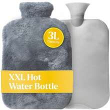 XXL Large Hot Water Bottle With Faux Fur Cover Cozy 3L Hot Water Bottle For Bed Warming Pain Relief Cramps And Back Pain Durable  And Long-Lasting Water Hot Bottle For Sleeping Green - Grey - View 9