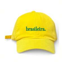 Brazilian-Made Unisex Dad Hat In 100% Cotton Twill With Curved Brim. - 黃色刺繡綠色 - 查看 3