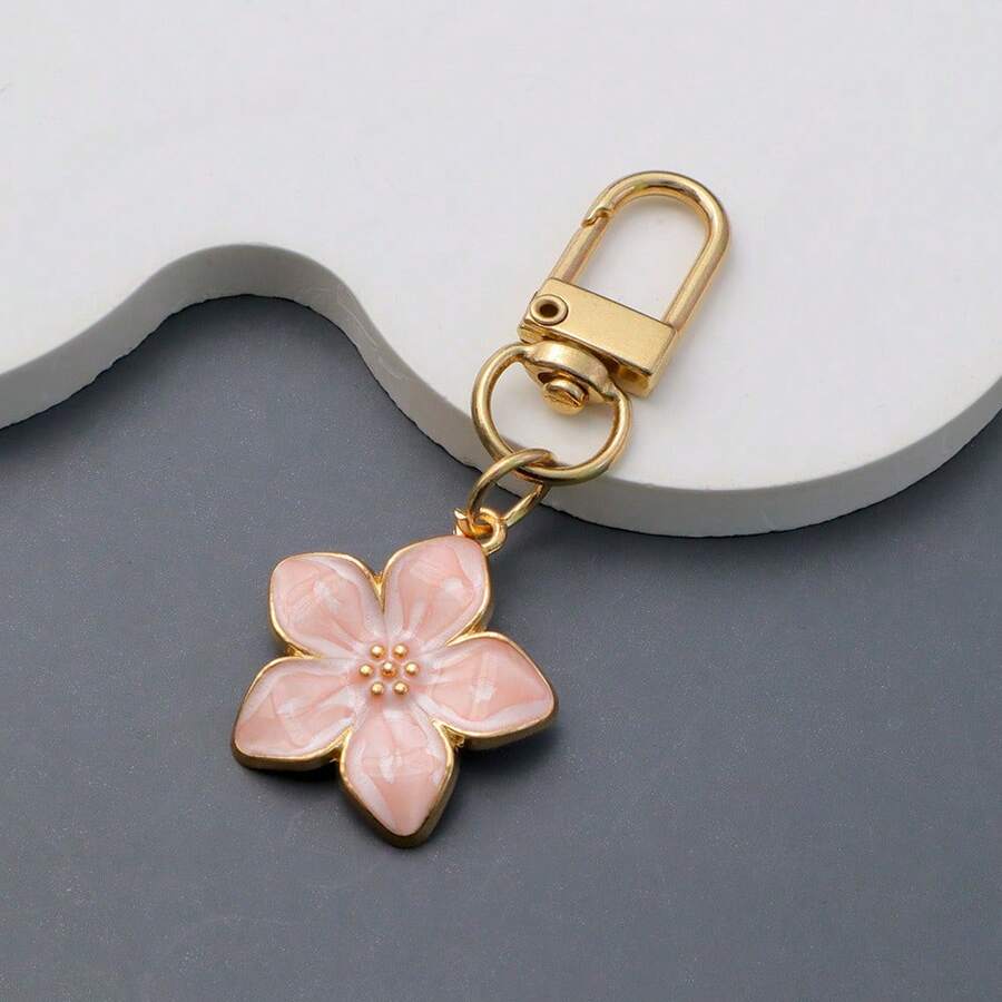 2个装彩色樱花雏菊卡通钥匙扣，创意包包挂件，情侣钥匙扣，金属饰品，简约百搭挂件 - 彩色 - 查看 1