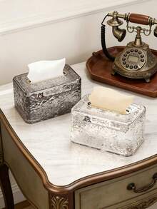 波纹透明纸巾盒，奢华简约桌面餐巾架，适用于家居、客厅、餐厅 - 彩色 - 查看 7