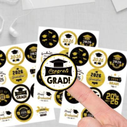 10sheets Class Of 2026 Congrats Grad Stickers - 2026 Graduation Theme Round Labels For Gift Wrapping & Party Favor Decor, Graduation Gift Stickers, Graduation Party Supplies