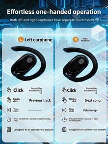 Wireless Bluetooth Earbuds, Auto Pair & Long Battery, Lightweight Waterproof Design. Works With IOS & Android, Ideal For Running, Workout, Walking And All Outdoor Sports. - 黑色 - 查看 4