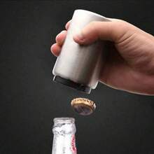 1个不锈钢自动啤酒瓶起子 - 磁力按压式瓶盖起子，适用于家庭、露营、酒吧和派对 | 易于开启、便携耐用 - 查看 6
