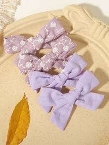 4pcs Milky Solid Color Hair Clips, Bow Design, For Daily Wear - Mixed color - View 5