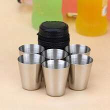 6pcs/Set Outdoor Practical Travel Stainless Steel Cup, Mini Whiskey Glass With Case, Portable Barware Set - Multicolor - View 9
