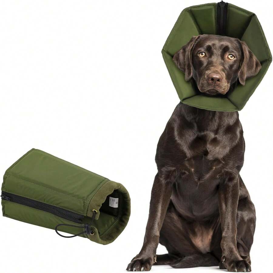 Collar isabelino suave para mascotas, plegable, impermeable, collar de cono silencioso para perros, cono post-cirugía, verde - Ver 1