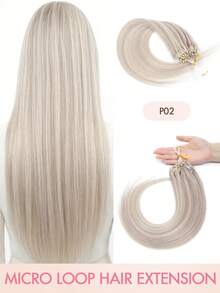 Human Hair Microlink Hair Extensions Microbead Human Hair Extensions Real Human Hair Micro Beads Fish Line Extensions Seamless Loop Hand Tied Hair Micro Loop Blonde Hair Extensions Bleach Blonde Cold Fusion Extensions For Daily - Multicolor - View 24