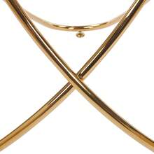 Dining Table With Gold Metal Legs And Tempered Glass Top, Modern And Space-Saving Kitchen Table For Living Room, Gold Metal Legs - Gold + Glass + Metal - View 11