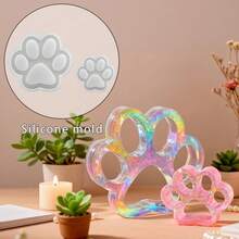 2pcs Hollow Cat Paw Silicone Mold Set, Home Decor Craft Making Accessories - Silicone Mold - View 1