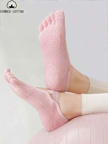 1/3 pares de calcetines de cinco dedos para mujer, calcetines de algodón peinado sin mostrar, calcetines invisibles antideslizantes con tirantes - Multicolor - Ver 3