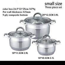 6 piezas Juego de utensilios de cocina de acero inoxidable, ollas y sartenes con fondo de 9 capas, olla de sopa y cacerola fabricadas en Alemania, utensilios de cocina para el hogar - Ver 4