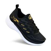 Men's Comfortable Lightweight Athletic Shoes – Ideal For Gym, Running And Walking +M - 黑金 - 查看 7
