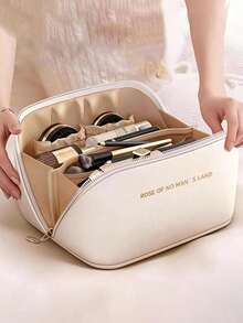 1 túi đựng mỹ phẩm chống thấm nước bằng da PU, túi đựng đồ vệ sinh cá nhân hai lớp dung tích lớn, túi đựng đồ du lịch đa chức năng, túi đựng đồ trang điểm, túi chăm sóc da, túi mỹ phẩm cao cấp dành cho nữ, thích hợp cho đám cưới, bãi biển, du lịch, du thuyền, cô dâu, kỳ nghỉ biển, quà tặng ngày Nhà giáo, quà tặng cho người yêu - Nhiều màu - Xem 6
