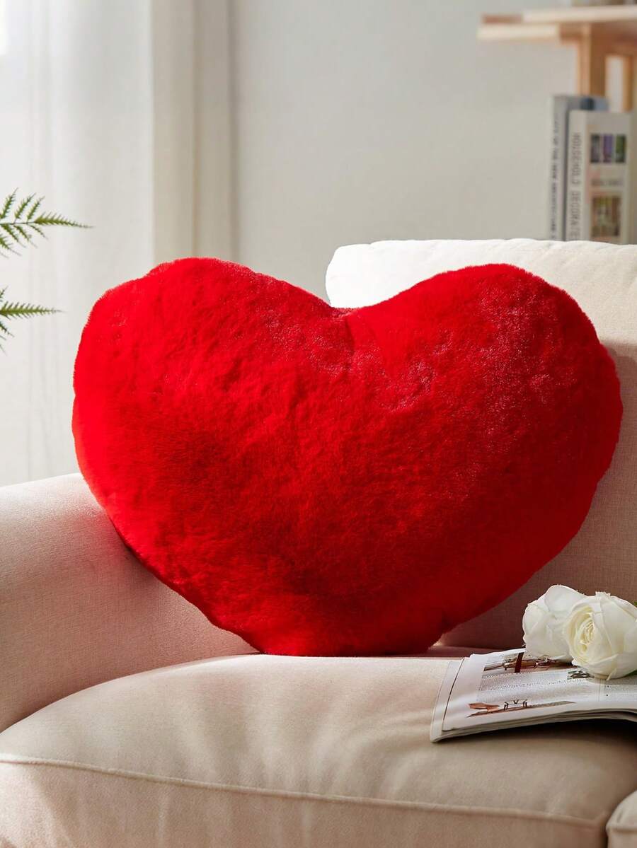 1个心形抱枕，可爱心形装饰靠垫，柔软装饰枕，适用于沙发、卧室、客厅、家居装饰、房间装饰、日常聚会、婚礼、情人节礼物、春夏抱枕、母亲节礼物