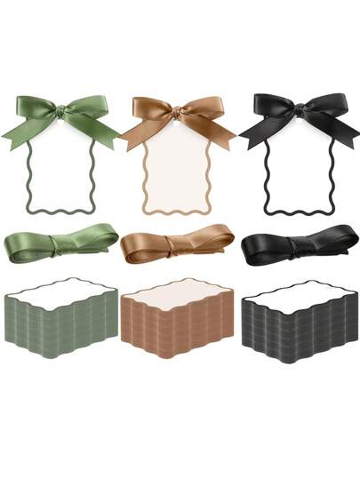 10pcs Shell Shaped Name Tags With Ribbons, Wedding Signage, DIY Wedding Place Cards, Wedding Table Number Cards And Ribbon Set, Elegant Party Table Decor, Engagement Birthday Dinner Table Decoration, Suitable For Wedding Party Decor, Celebration Events, Gatherings, Graduation Ceremony, 1 Set