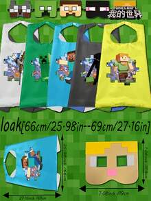 Bộ 2 áo choàng và mặt nạ Minecraft, 5 kiểu dáng, phụ kiện tiệc chủ đề Pixel Miner, trang phục áo choàng và mặt nạ Halloween, thích hợp cho các trò chơi tiệc tùng, lễ hội, quà tặng sinh nhật, cosplay và các sự kiện theo chủ đề. - Nhiều màu - Xem 1