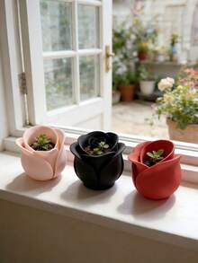 1/2 pièces Plantes succulentes en forme de rose en pot - Convient pour la décoration intérieure et extérieure, idéal pour le rebord de fenêtre, le dessus de table, la cuisine, la salle de bain et le jardin. Idéal pour la plantation d'herbes, de succulentes et de petites plantes. Cadeau de décoration pour la maison. Détails de pétales délicats, pot de drainage respirant, convient pour l'aménagement du balcon, jardinière à succulentes toutes saisons, cadeau de jardinage pour la décoration de la maison - Multicolore - Voir 5