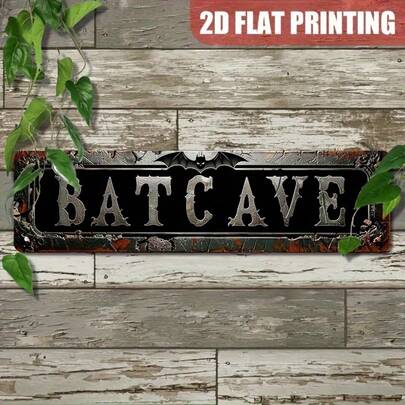 1 cái Logo Hang Dơi Sắt Cổ Điển 2D Phẳng - In 2D, Trang Trí Halloween Phong Cách Mộc Mạn, Thích Hợp Cho Nhà Cửa, Quán Bar, Quán Cà Phê, Nhà Để Xe, Trang Trí Nhà Nông Trại | Tranh Treo Tường Đa Năng Phong Cách Anh | Tranh Treo Tường Nhà Nông Trại | Biển Hiệu In Phẳng, Áp Dụng Cho 11 Ngày Lễ, 2D Phẳng