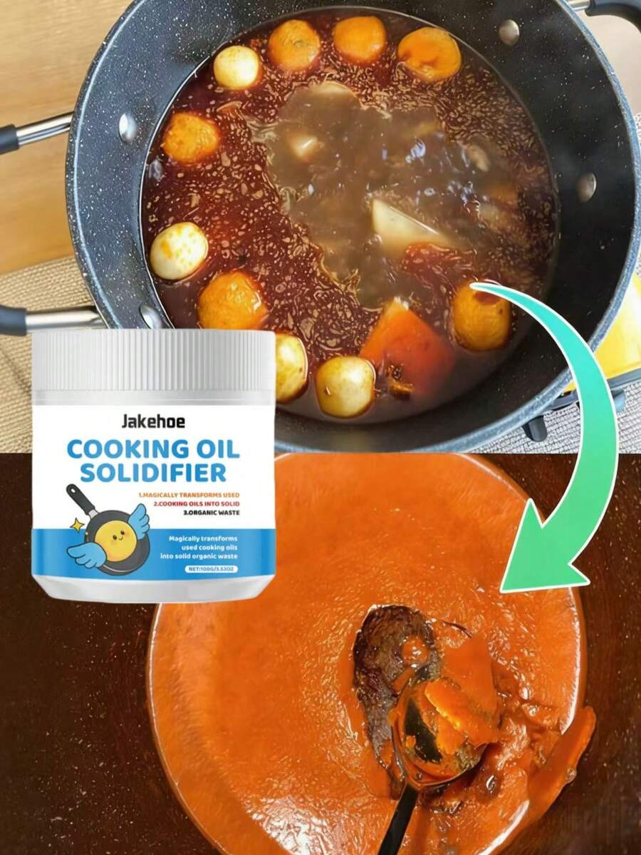 jakehoe Solidificador de aceite - Solidifica fácilmente varios aceites residuales en la cocina, fácil de limpiar, no irritante, adecuado para el hogar, pequeños restaurantes y cafeterías