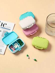 Mini Portable Pill Organizer Box - 3 Compartment Pill Box Tablet Storage Container, Weekly Pill Box, Medication Dispenser - Multicolor - View 7