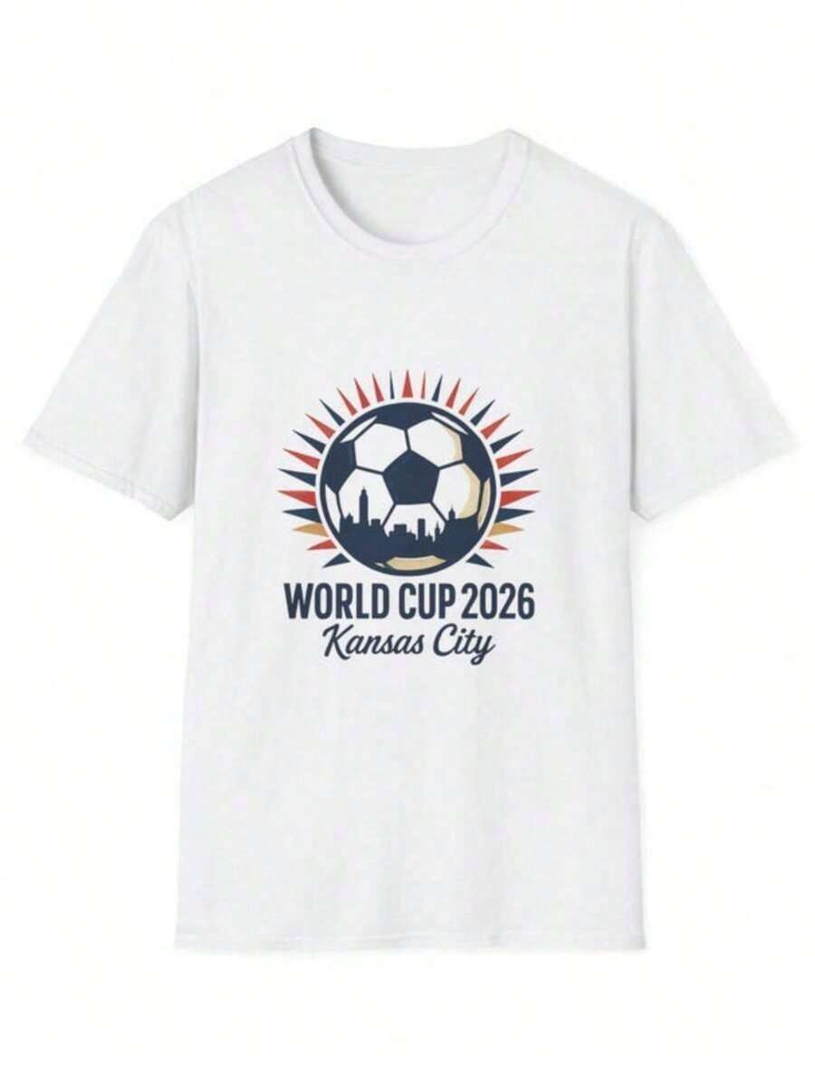 Personalized  World Cup USA 2026 T-Shirt, Soccer Fan Gift  This Women's T-Shirt Is Soft, Lightweight, And Comfortable. Featuring A Stylish Print, It's Perfect For Casual Daily Wear, Holidays, And Gifts. High-Quality Fabric And Classic Fit Make It A Wardrobe Essential. - 白色 4 - 查看 1
