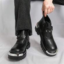 Men High-Top Leather Riding Boots - Black High - View 3