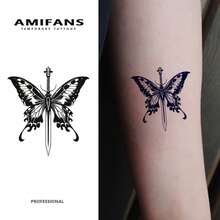 AMIFANS Temporary Tattoo Black Butterfly Design, Semi-Permanent Tattoo, Lasts 1-2 Weeks, Durable Tattoo, Fruit Juice Tattoo, Realistic Tattoo, Romantic Tattoo, Fake Tattoo, Waterproof, Real Tattoo Appearance, Niche Design Tattoo, Fruit Tattoo, Plant Tattoo - Black - View 7