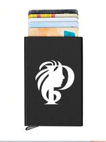 1pc Personalized Laser Engraved 26 Letter Name Card Holder, Aluminum Credit Card Case, Anti-Magnetic RFID Wallet With Auto Pop-Up Card Slot - Black - View 13