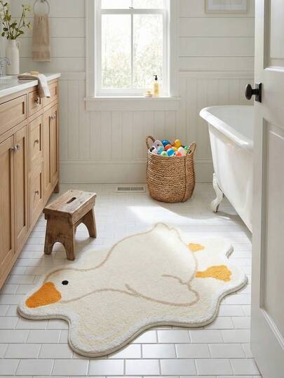 1pc Goose Pattern Floor Mat, Durable, Lightweight, Soft And Comfortable. Suitable For Home Use, Indoor Decor, Bedroom, Bathroom, Doormat, Living Room, Anti-Slip Mat And Various Scenarios
