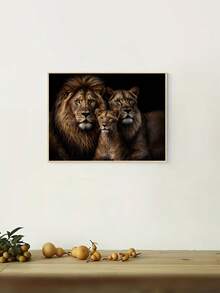 1 pièce Portrait de famille de lion réaliste, art animalier majestueux, idéal pour les amateurs d'animaux, les passionnés de safari et les fans de décoration pour la maison. Affiches d'art mural sans cadre. Décoration murale pour bars, restaurants, cafés, pubs, chambres, matériaux de décoration pour la maison - A - Voir 9
