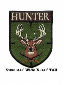1PC Hunter Deer Badge Patch Hobby Animal Hunting Embroidered Iron On - Multicolor - View 2