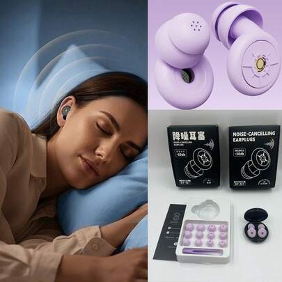 1 Set Of Premium Sleep Earplugs (Elegant Storage Case + 6 Replaceable Ear Tips + 1 Pair Noise-Cancelling Memory Foam + 1 Tweezer), Made Of Soft Silicone, Reusable, Suitable For Travel, Study, Work, Sleep, Thoughtful Gift For Students And Friends
