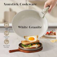 12-Piece Pots And Pans Set,Nonstick Cookware Set With Detachable Handle, Dishwasher & Oven,White - 查看 5