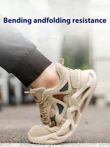 Zapatos con punta de acero para hombres, ligeros, suaves y duraderos. Botas de trabajo para mujeres, resistentes, cómodas y antideslizantes, adecuadas para sitios de construcción, jardinería, almacenes, mantenimiento diario y otras ocasiones. Zapatos deportivos de protección con forja al aire libre, resistentes a la perforación, un regalo ideal para familiares y amigos. - Caqui - Ver 11