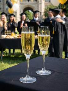 1pc/5pcs Acrylic Graduation Cap Wine Glass Pendant, Graduation Cap Converted Glass Decoration Hanging Ornament With Star/Tassel Pendant, Graduation Party Table Decor, Suitable For Champagne Flute And Wine Glass Graduation Decoration - Shatterproof Glass Decor, Perfect Champagne Flute And Glass Graduation Party Tableware - View 6