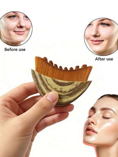 2pcs/1pc Large Facial Lymphatic Sculpting Brush - A Specialized Facial Contouring Brush Designed For Lymphatic Drainage; A Dry-Brushing Lymphatic Drainage Massager Featuring An Ergonomic Design That Fits The Contours Of The Skin Precisely. Doubles As A Brush For Foundation, Concealer, Blush, Contouring, Bronzer, And Loose Powder. Includes Storage Case.