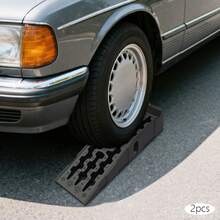 Paire de rampes de réparation automobile noires en plastique PP, antidérapantes, capacité de charge de 5 tonnes (16 000 lb), hauteur de levage de 17,5 cm, largeur de travail de 24 cm, dimensions de 90 x 28 x 22 cm par rampe, stables et durables, idéales pour les vidanges d'huile, l'entretien et les réparations de voitures, SUV et véhicules utilitaires légers. - A - Voir 10