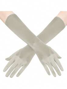 1 双女士歌剧长手套 - 20 年代派对服装 - 及腕缎面茶会歌剧新娘手套 - 公主配饰 - 彩色 - 查看 20