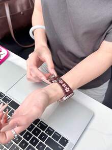 1条布艺彩色皮革表带，兼容表带，适用于38mm、40mm、41mm、42mm、44mm、45mm、46mm、49mm表径，以及 Ultra、10/9/8/7/6/5/4/3/2/1 SE系列。 - 粉紅棕色 - 查看 4