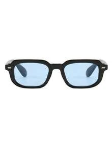 1 Pair Men's Black Square PC Frame Minimalist Solid Color Personalized Vintage Street Style Fashion Glasses - Black - View 3