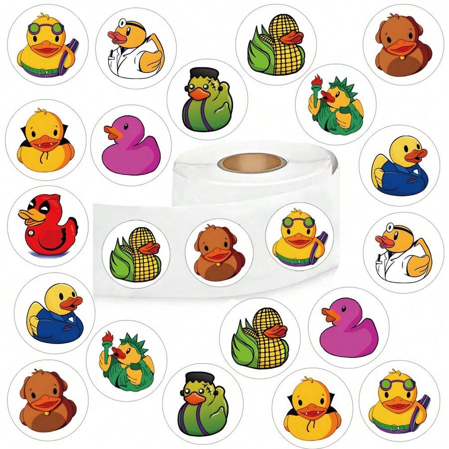 500 pièces/set Autocollants de petits canards jaunes thématiques - Autocollants adhésifs, 1 pouce, 10 motifs de football de dessin animé uniques, convient pour les décorations de fêtes d'Halloween, de Noël et de Pâques, bouteilles d'eau DIY, planches de skate, ensemble de graffitis esthétiques vibrants pour journaux, scrapbooks et fêtes, parfait pour les fournitures de scrapbooking d'hiver et du Nouvel An - Multicolore - Voir 1