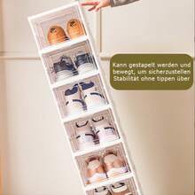  3/6/12 Stück/Set Schuhbox Set Schuhkarton transparente stapelbare Schuhaufbewahrungsboxen, platzsparende faltbare Schuhregale, Behälter für Sportschuhe, hochwertige Schuhorganizer, Schuhboxen Aufbewahrung stapelbar Set - Übersicht 7