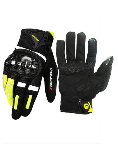 AD 碳纤维摩托车手套 全指防摔赛车骑行防护手套 男女通用 四季皆宜